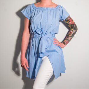 Blue Pinstripe Shirt Dress